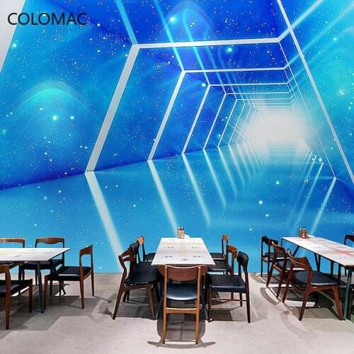 Colomac Custom 3d Starry Sky Wallpaper Museum Bedroom Time Tunnel Space Extension Mural Living Room Wall Decor Drop Shopping