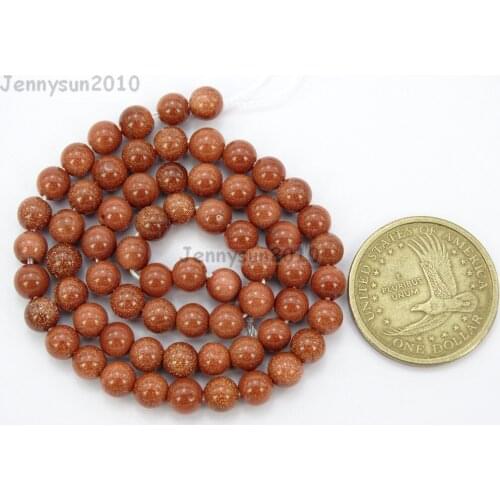 6mm Natural Gold Sand Gems stone Round Spacer Loose Beads 15'' Jewelry Design 10 Strands/Pack