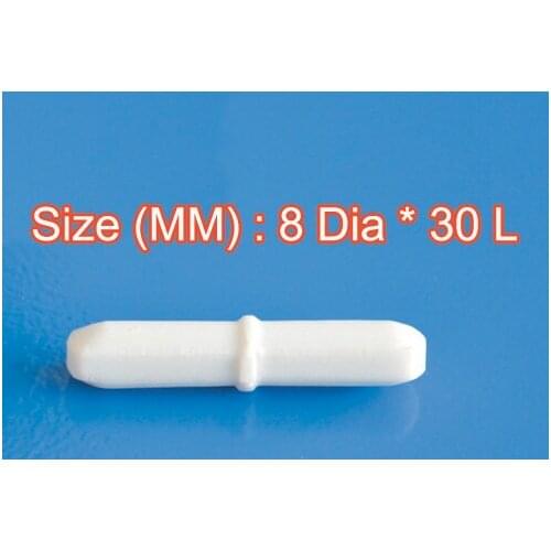 8*30 MM PTFE Magnetic Stirrer Mixer Stir Bar with Pivot Ring White Color