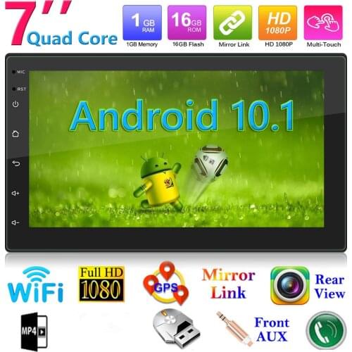 Double DIN Car Radio Head Unit Android 10.1 Quad Core 1GB+16GB Multimedia Video Player 2 DIN GPS WiFi Bluetooth AUX Auto Stereo