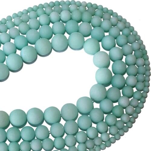 Free Shipping Dull Polish Matte Natural Stone Blue Amazons Beads 4 6 8 10 12 MM Pick Size For Jewelry Making Diy Bracelet