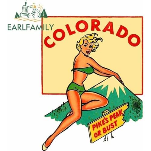 EARLFAMILY 13cm x 9.8cm for Colorado Pikes Peak Vintage Travel Car Stickers Trunk Refrigerator Decal Air Conditioner Car Styling