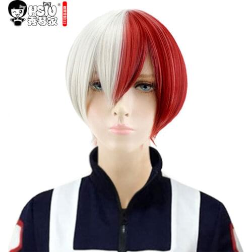 HSIU High quality Shoto Todoroki Cosplay Wig My Hero Academy/Academia Costume Play Wigs Halloween Costumes Hair free shipping