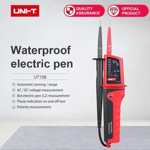 Voltage Tester IP65 Waterproof Test Pencil RCD Test Phase rotation test Lighting function AC/DC Automatic range UT15B