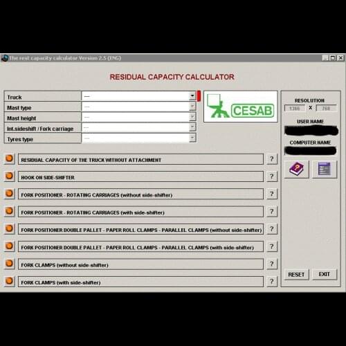 Cesab Residual Capacity Calculator