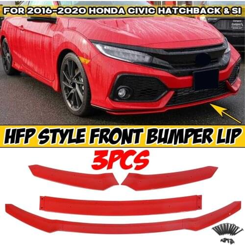 3x Car Front Bumper Lip Body Kit Spoiler Splitter Diffuser Protection Deflector Lip For Honda For Civic Hatchback & Si 2016-2020