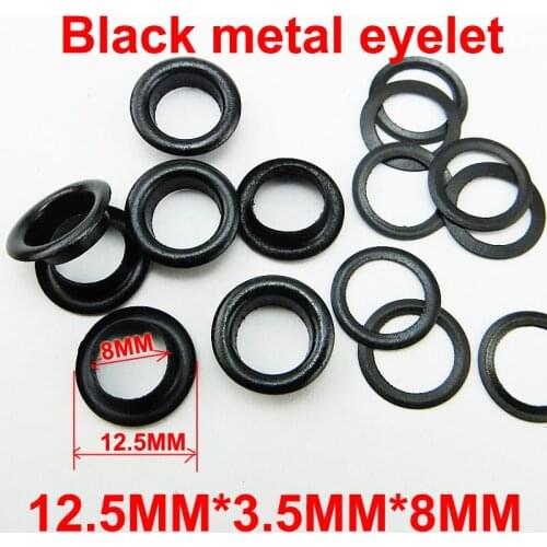 100PCS 8MM Metal Black EYELET Brand Button Sewing Clothes Accessory Round Buttons Handbag Leather Eyelets ME-987