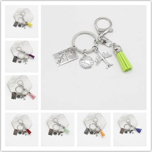 Cute tassel keychain, land plane keychain, no matter where you travel pendant keychain, friendship best friend, jewelry, Diy han