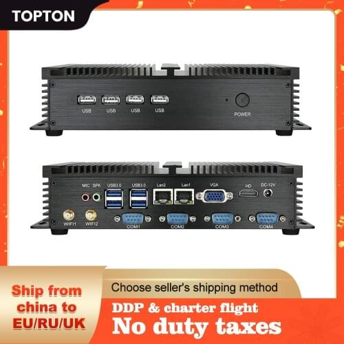 2*Lans Fanless Industrial Mini PC Windows XP/7/10 Intel i5 3317U 1037U 1007U 4*COM 4*RS232 Desktop Mini Computer 300M Wifi