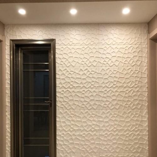 Living room retro 3D wall sticker Waterproof TV background wallpaper Foam grid Stone grain self-adhesive wallpaper