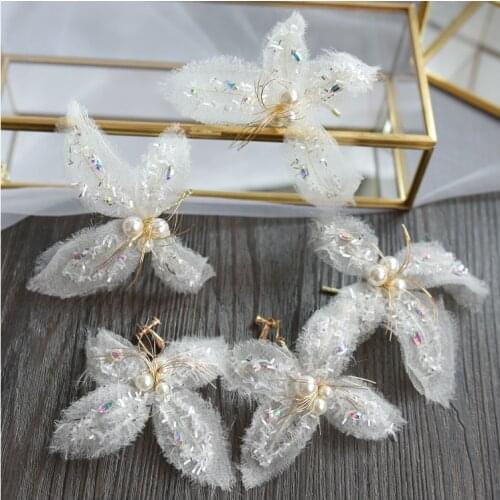 New feather shinny barrettes fairy sequin party cocktail women hair ornament bride wedding hair accessories wholesale