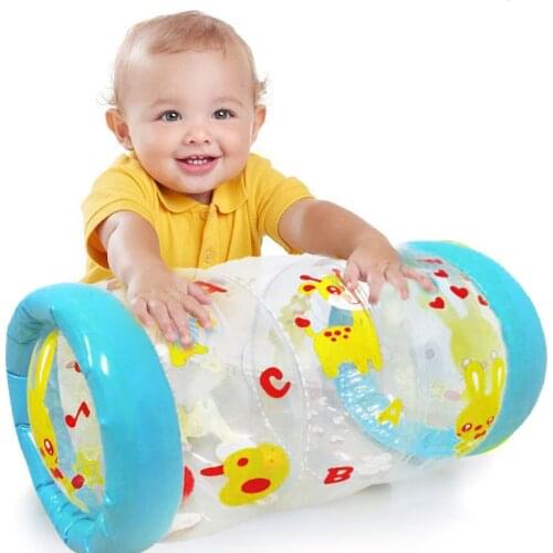 Crawling Training Toy Inflatable Baby Crawl Roller with Bell Fitness Toys Standing Early Education Rattle Baby Toys 0-12 Months