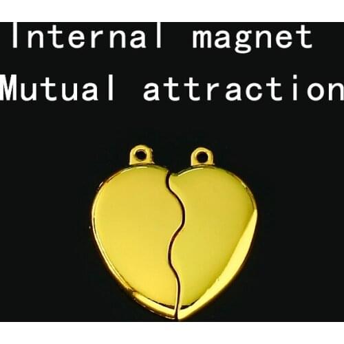 2Pcs/Lot Choker NecklaceFor Jewelry Making Magnetic Couple Chain Lovers Heart Pendant Charm Women Valentines Day Gift 2021