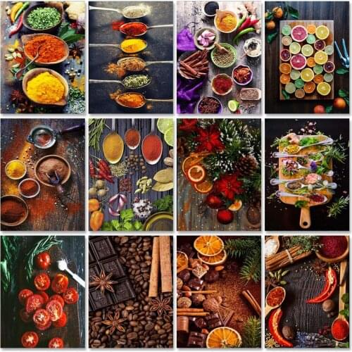PhotoCustom 60x75cm Paint By Numbers For Adult Delicious Food DIY Oil Painting By Numbers On Canvas Frameless Number Painting