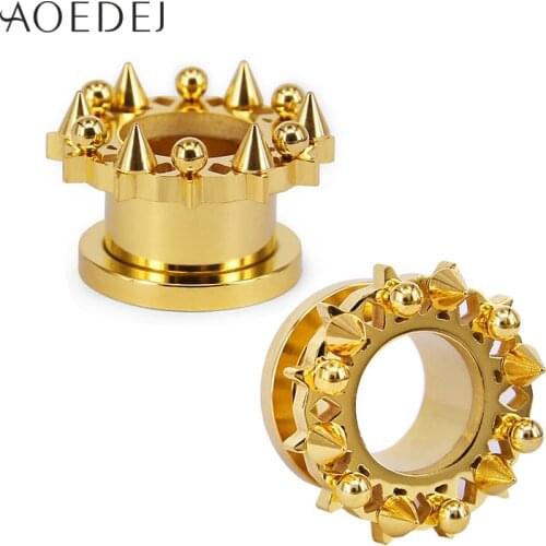 AOEDEJ 6-16mm 3 Colors Spike Tunnel Earrings Mens Stainless Steel Ear Stretchers Plugs And Tunnels Punk Womens Flesh Gauge Ear