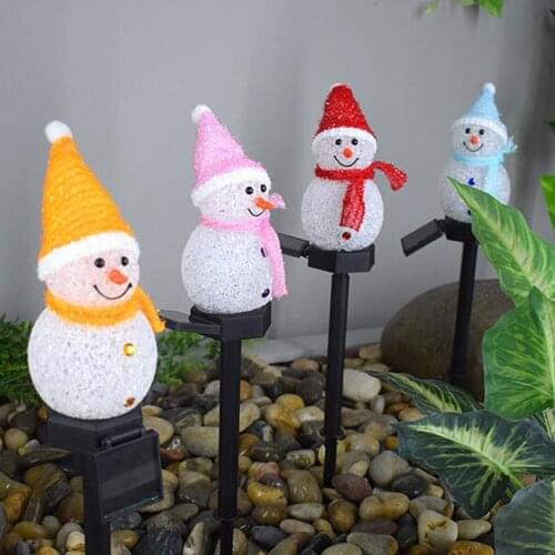 2021 New Solar Snowman Led Lamp Decoration Christmas Cartoon Snowman Solar Light Ground Light Landscape Garden Lamp 2