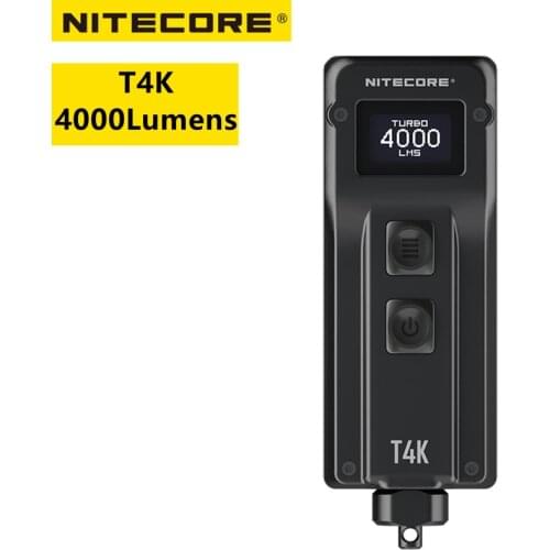 NITECORE T4K LED Flashlight Torch Light 4000LM 5 Lighting Modes USB Rechargeable Built-in 1000mAh Battery Portable Flashlight