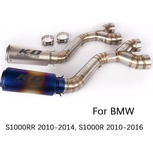 Delete Catalyst for BMW S1000RR 2010-2014 Motorcycle Exhaust Pipe 60mm Middle Link Pipe Slip On Stainless Steel Mufflers S1000R