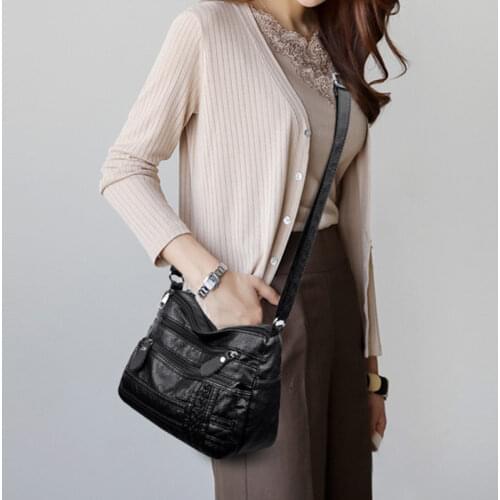 All-Match Solid Shoulder Bag Soft Leather Multi-Compartment Large Capacity Shoulder Bags 2021 New High Quality Woman Bags