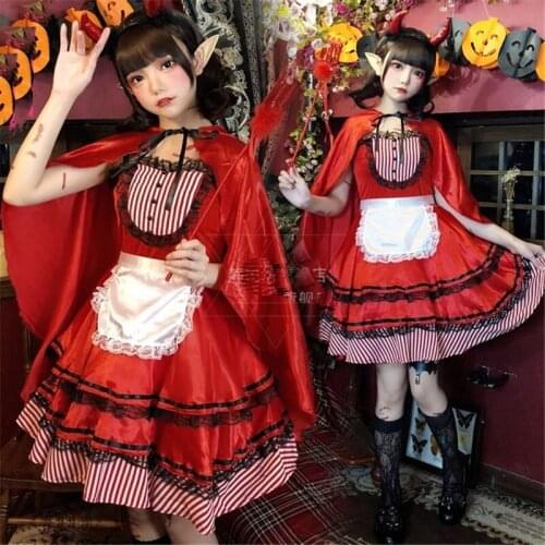 New Adult Women Queen Carnival Party Fancy Lolita Dress Cloak Female Vampire Witch Little Demon Halloween Cosplay Costumes