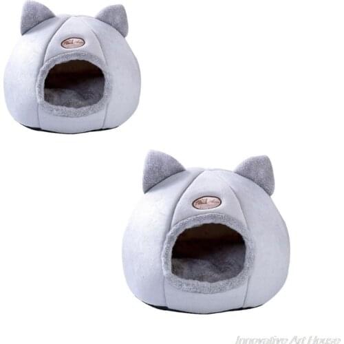 Winter Pet Nests Indoor Dog House Cute Foldable Cat Bed Nest Removable Mattress Cage Semi-closed Warm Kennel D30 20 Dropshipping