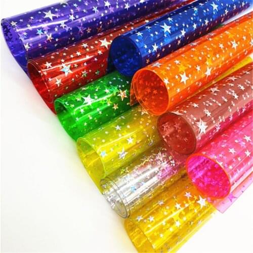 0.5MM thick A4 size 20*33cm star waterproof transparent hologram synthetic leather fabric for DIY accessories 284A