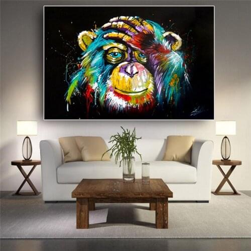 Watercolor Monkey Animal Abstract Canvas Art Nordic Painting Posters and Prints Scandinavian Wall Picture for Living Room Decor