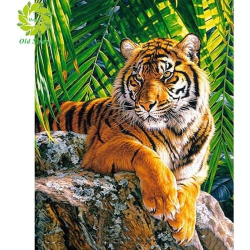 Old Street Home Full Square/Round Drill 5D DIY Diamond Painting Tiger Embroidery Cross Stitch 3D Home Decor Christmas Gift
