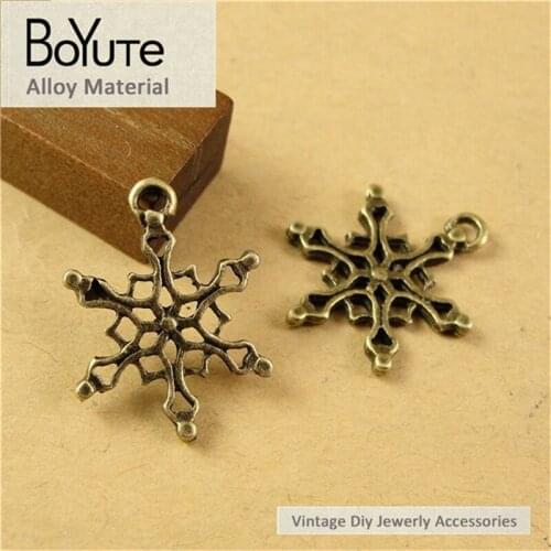 BoYuTe (100 Pieces /lot) 19*15MM Vintage Charms Antique Bronze Plated Metal Diy Snowflake Charms for Jewelry Making