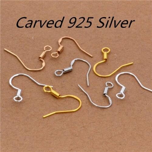 50pcs Fast Shipping Making Beads Jewelry Accessories Findings 925 Sterling Silver Hook Earring Pinch Smooth Ear Wires Women