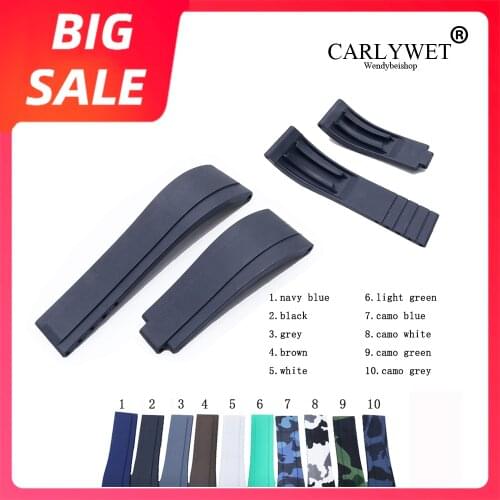 CARLYWET 20mm Top Quality Rubber Replacement Wrist Watch Band Strap Belt For Rolex Submariner Datejust GMT Submariner Daytona