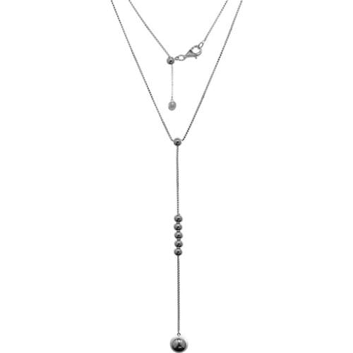 String of Beads Pendant Necklaces for Women 925 Sterling Silver Necklaces Jewelry Smooth Small Round Balls Long Chain Necklace