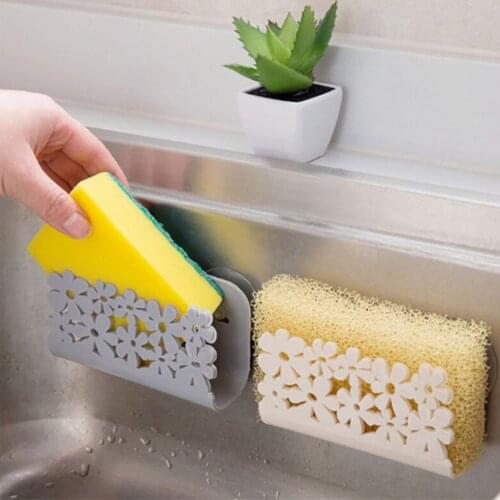Soap Sponge Drain Holder Wall mounted Flower Hollow Soap Shelf Kitchen Bathroom Container Suction Cup Sink Organizer