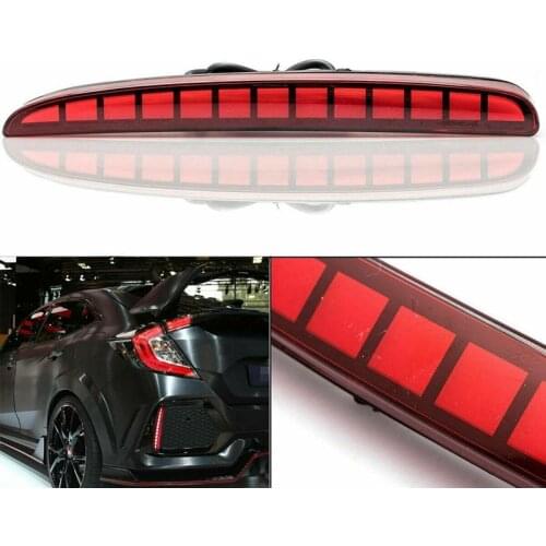 For Honda Civic 2017-2018 Type R Hatchback Led Brake Light Rear Bumper Reflector Driving Fog Lamp