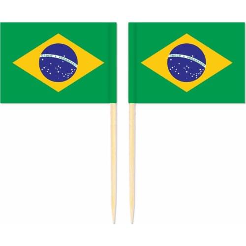Free Shipping Brazil Flag Toothpick Flag 3.5X2.5CM 300pcs/bag Brazil National Flag