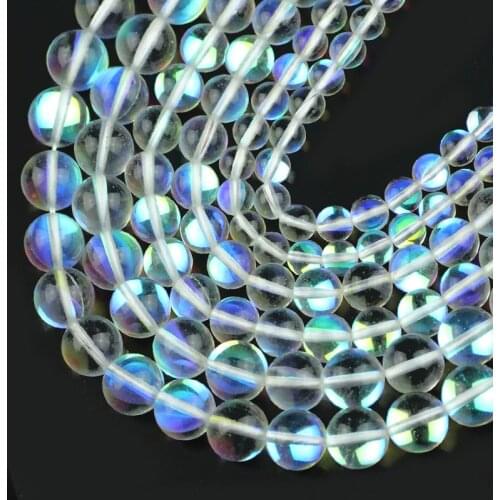 HGKLBB White Flash Crystal Moon Stone Glitte Labradorite Round Loose Beads For Jewelry Making DIY Bracelets Necklace 6/8/10mm