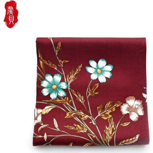 China classic 100% natural silk satin scarf women with flowers elegant 90cm square scarves pink bandana shawl luxury ladies gift