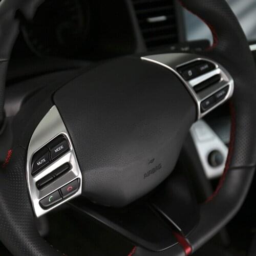 ABS Chrome For Hyundai Kona 2017 2018 2019 Accessories Car Steering wheel Button frame Cover Trim car Sticker styling 2pcs