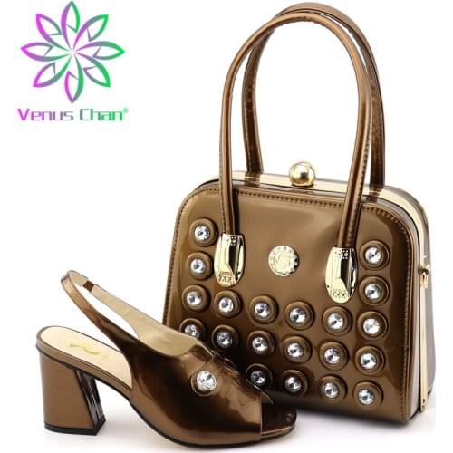 Royal brown Shoes and Bag African Sets Italian lady shoes with Matching Bags Nigerian Women Shoes and Bag To Match for Party