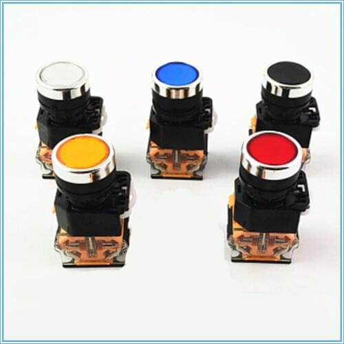LA38 22mm Flat head Pushbutton switch 1NO 1NC Momentary Push button switches LA38-11