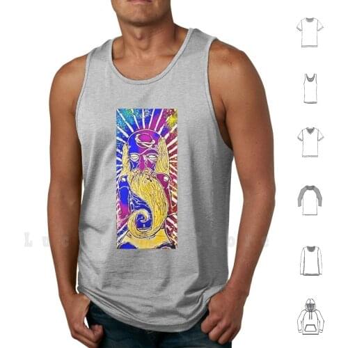 Old Space Guy Tank Tops Vest 100% Cotton Pop Art Amateur Art Vintage 80s 70s Psychedelic Expressionism Pop Colorful