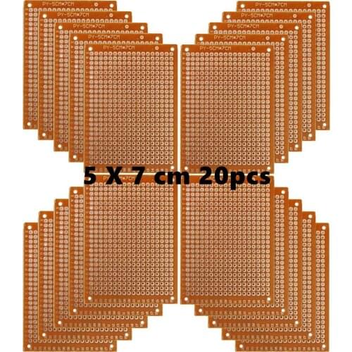 Copper Perfboard 20 PCS Paper Composite PCB Boards (5 cm x 7 cm) Universal Breadboard Single Sided Printed Circuit Board