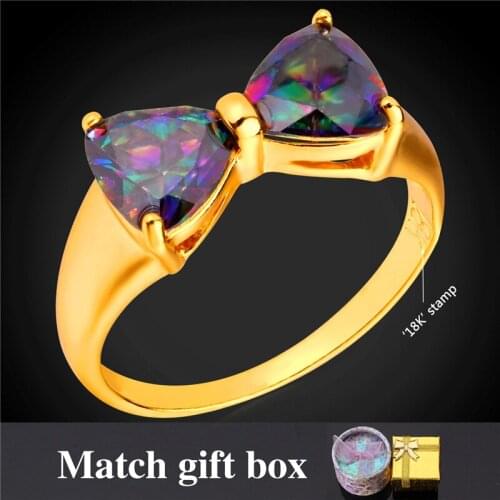 Mystic Bowknot Ring Cubic Zirconia Fashion Jewelry Women Gift Gold Color Ring R1639