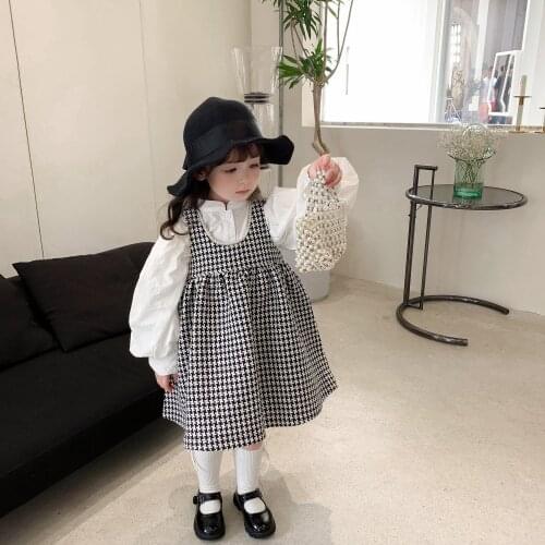 2021 Autumn and Winter New Products Girls Fashion Little Fragrance Doll Skirt Warm Quilted Vest Skirt Cotton Shirt Suit