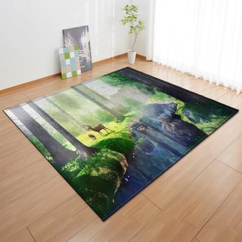 New 3D forest fawn print bedroom carpet childrens play kitchen carpet flannel home decoration restaurant area carpet