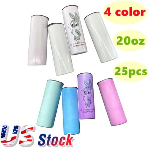 Summer Blank Sublimation 20oz Straight Skinny Tumbler Sunshine Sensitive Vacuum UV Change Color in the Sun for Girl Gift