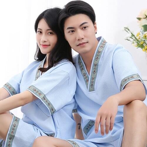 Couple pajamas sets cotton sleep& lounge homwear thin pajama sets spring and summer men and women sleepwear lover night suits