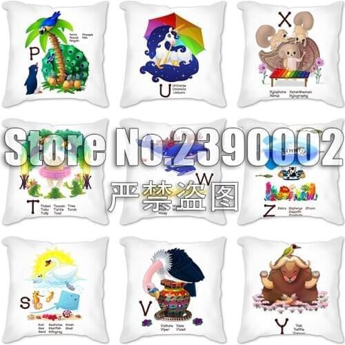 Cushion Cute animal english alphabet Letter Cushion Cover Polyester Throw Pillowcase Sofa Home Decorative Pillow Covers 45*45cm