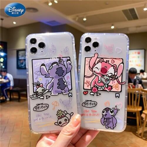 DISNEY 2021 Stitch Transparent Silicone Case for IPhone 11 Pro Xs Max iPhone 12 Official Liquid Silicon 360 Cover zz0421-2
