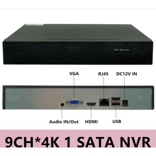 9CH*4K H.265/H.264 ONVIF 1 SATA NVR Network Digital Video Recorder Max 12TB XMEYE VMS P2P Cloud Face Motion Detection RTSP